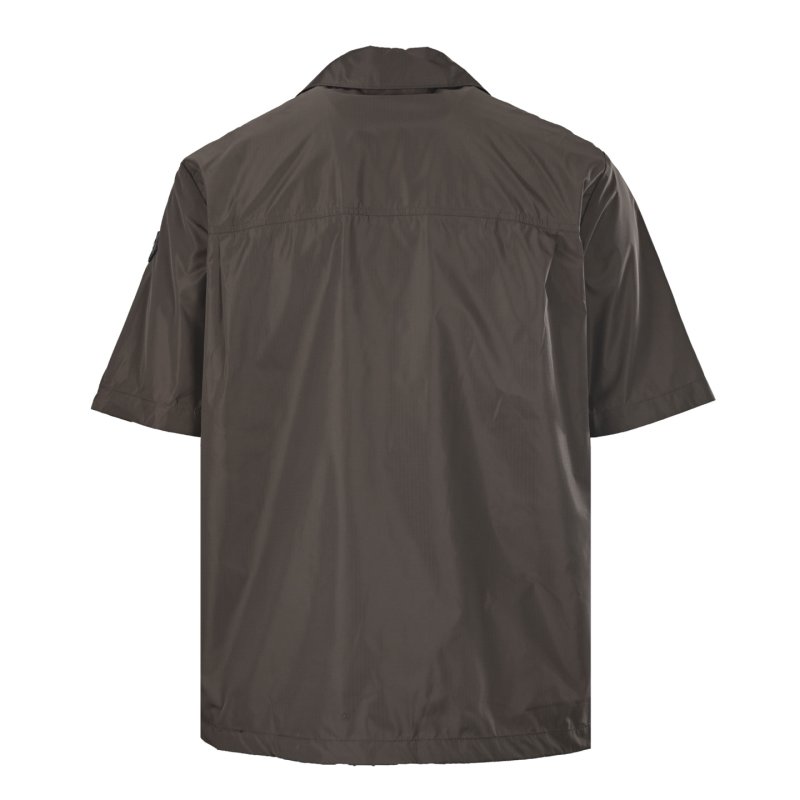 Stone Island Charcoal Short Sleeve Overshirt with Mesh Pocket view
