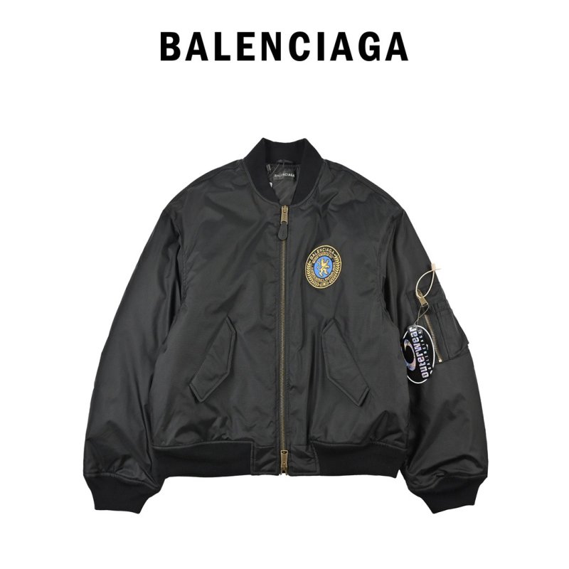 Balenciaga Oversized Bomber Jacket with Lion Badge - Black