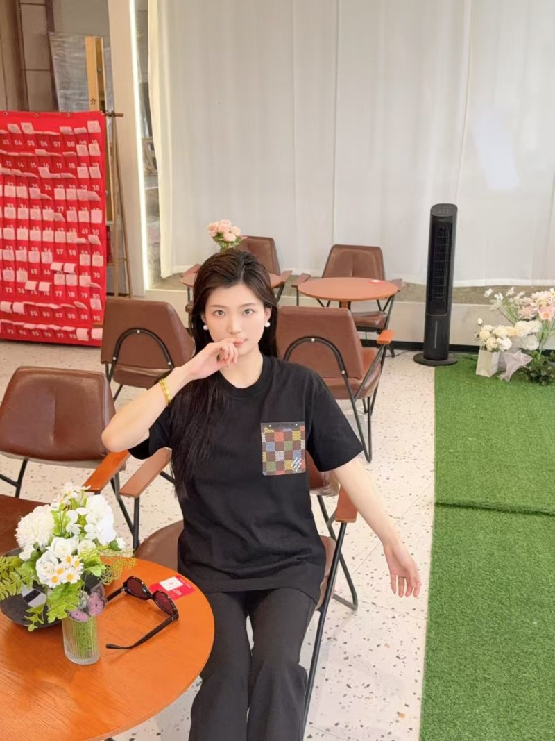 Black Checkered Pocket T-Shirt view
