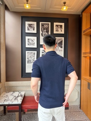 Navy Short Sleeve Polo Shirt view 5