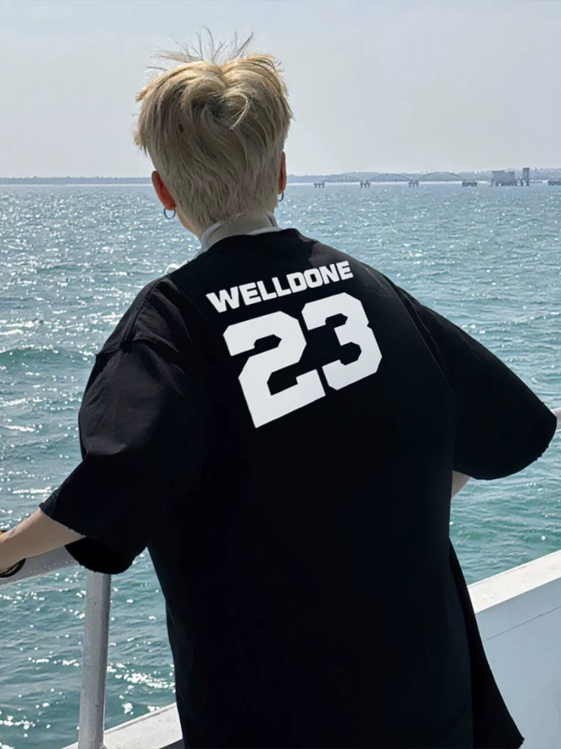 Black WELLDONE 23 Number Print T-Shirt view