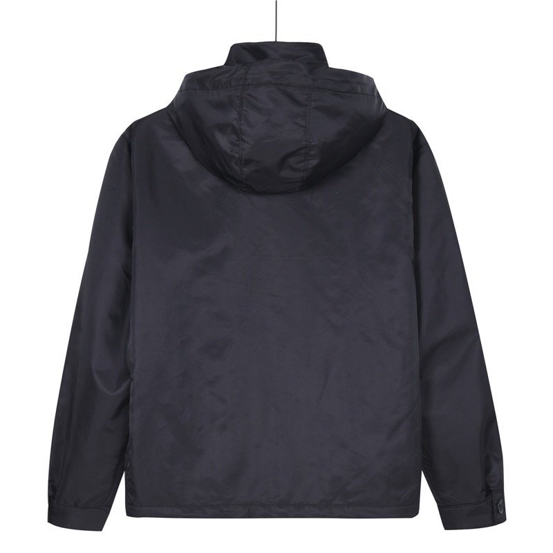 Prada 26SS Chest Zip Pocket Hooded Windbreaker Jacket Black view