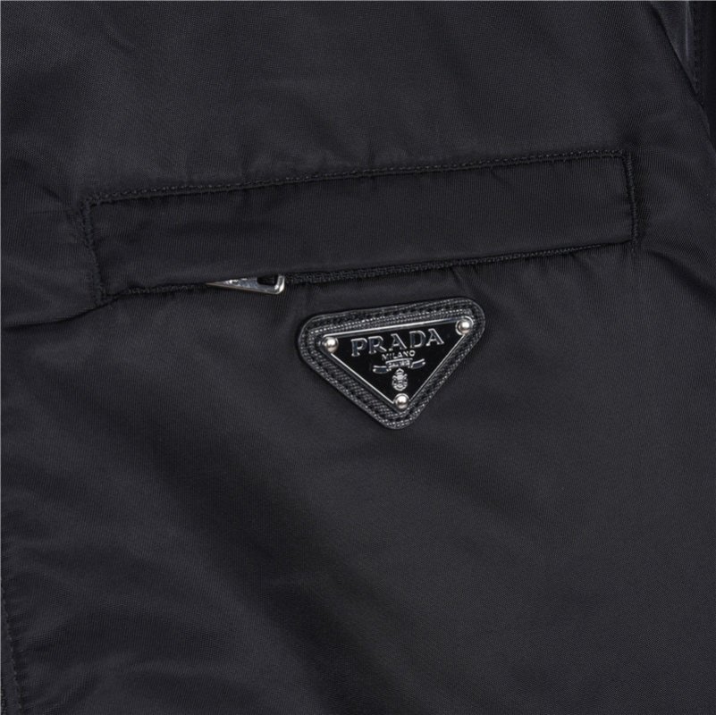 Prada 26SS Chest Zip Pocket Hooded Windbreaker Jacket Black view
