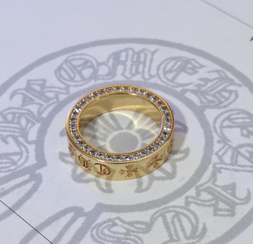Chrome Hearts Sterling Silver Crystal Band Ring view