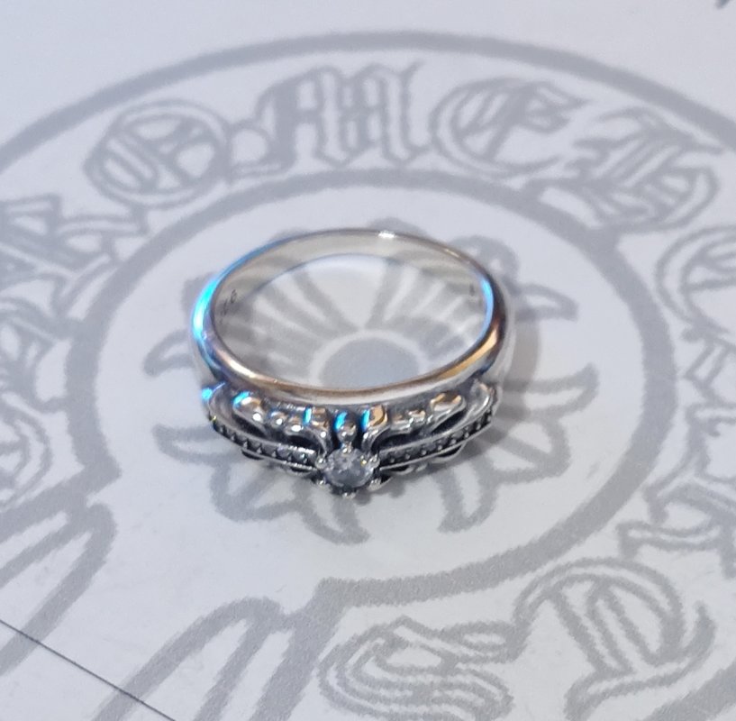 Chrome Hearts Sterling Silver Crystal Band Ring view