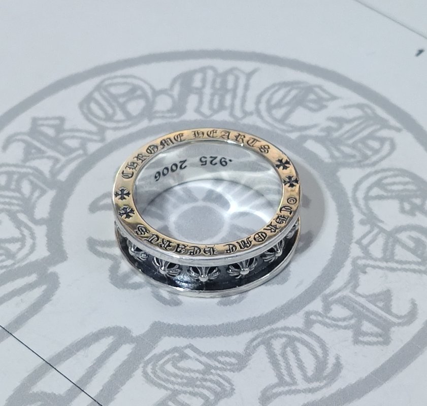 Chrome Hearts Sterling Silver Crystal Band Ring view