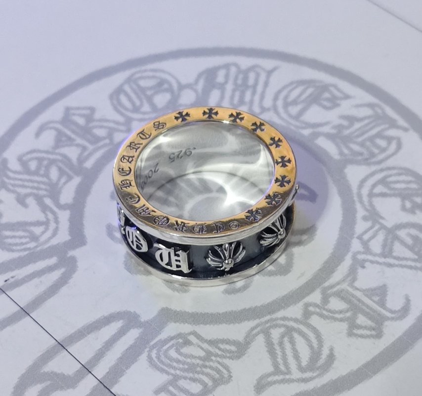 Chrome Hearts Sterling Silver Crystal Band Ring view