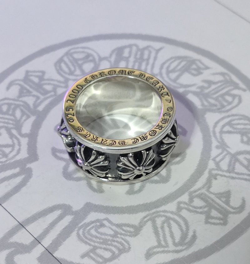 Chrome Hearts Sterling Silver Crystal Band Ring view