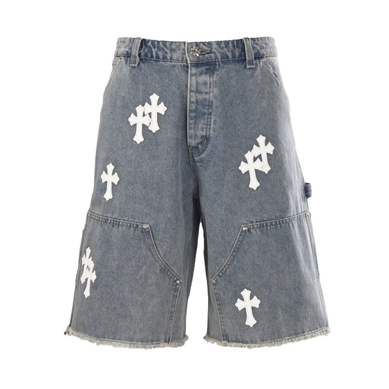 Chrome Hearts Cross Patch Denim Shorts Grey
