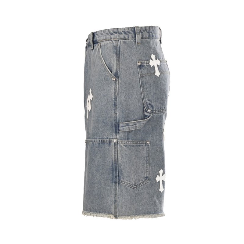 Chrome Hearts Cross Patch Denim Shorts Grey view