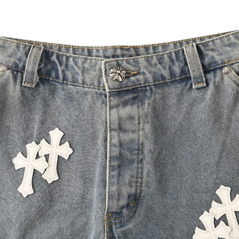 Chrome Hearts Cross Patch Denim Shorts Grey view