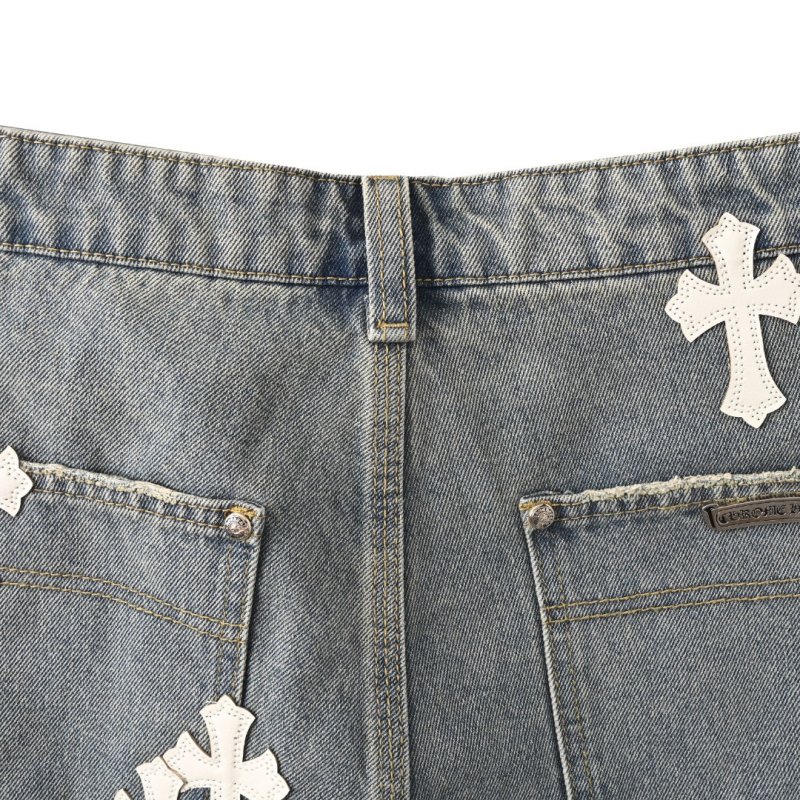 Chrome Hearts Cross Patch Denim Shorts Grey view