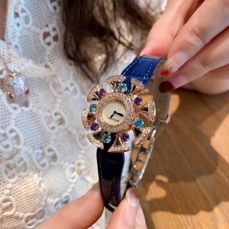Bulgari Divas' Dream Rose Gold Crystal Purple Leather Watch view