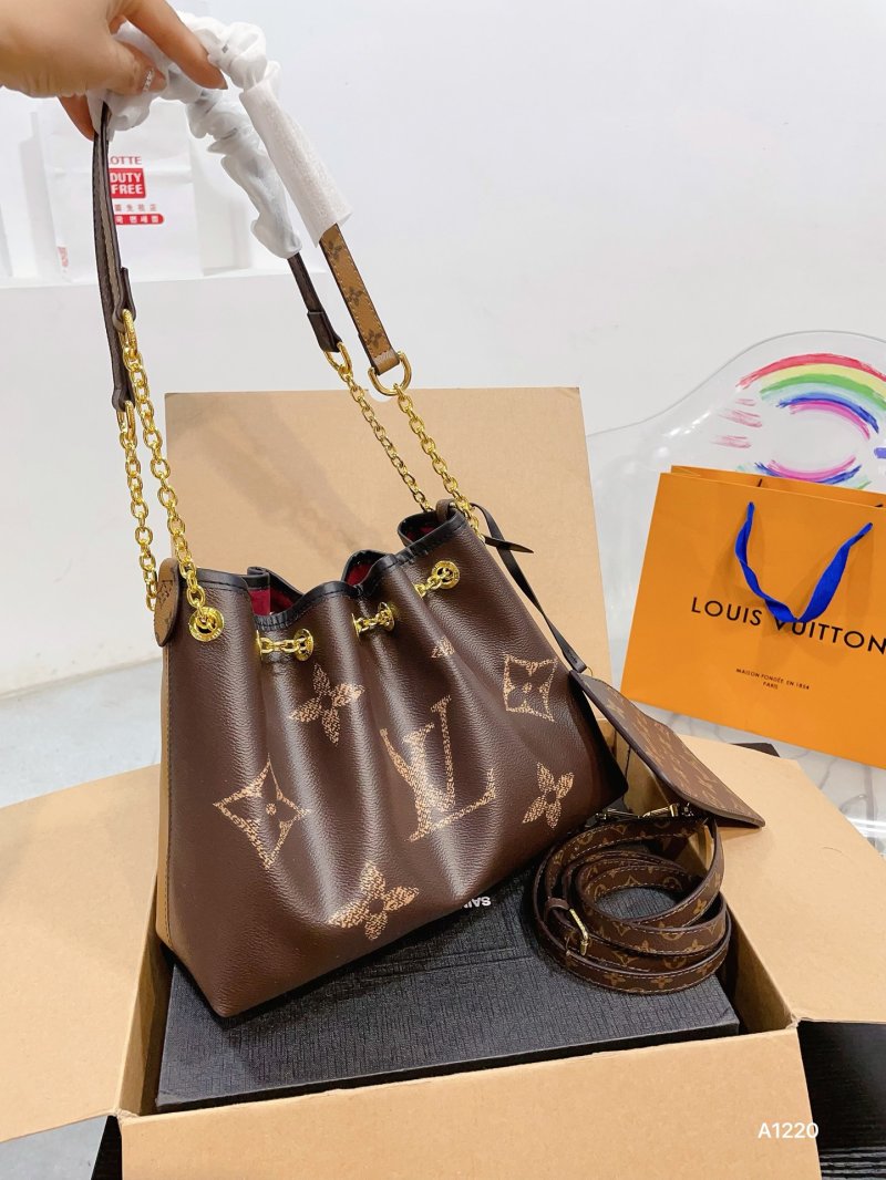 Louis Vuitton Monogram Bucket Bag Brown with Pouch