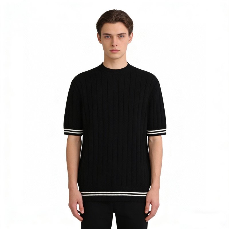 Loro Piana LP Black Crew Neck Short Sleeve Knit T-Shirt view