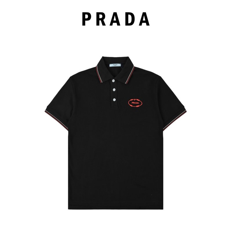 Black Polo Shirt with Red & White Trim view