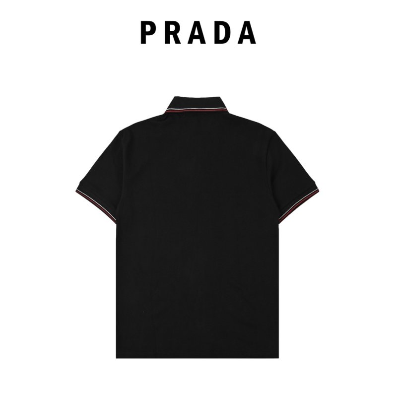 Black Polo Shirt with Red & White Trim view