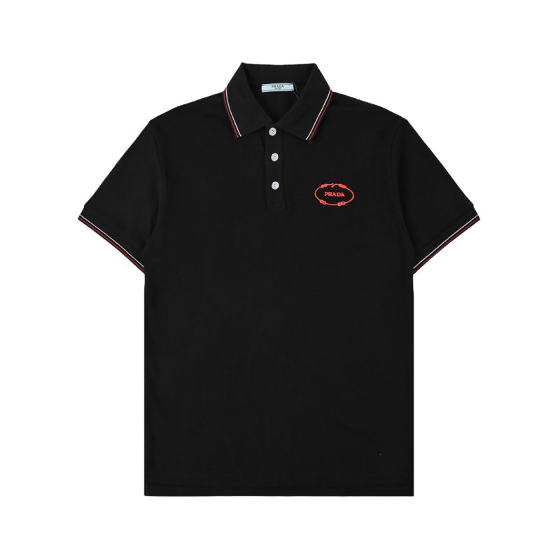 Black Polo Shirt with Red & White Trim view
