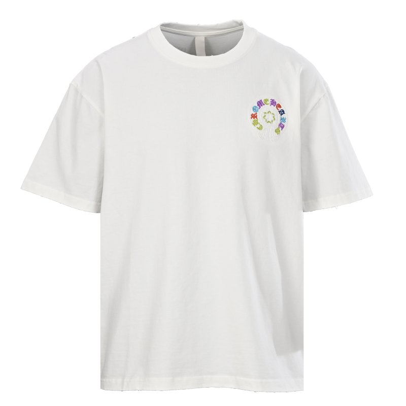 Chrome Hearts Colorful Cross Embroidered White T-Shirt