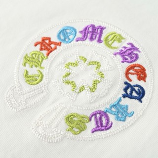 Chrome Hearts Colorful Cross Embroidered White T-Shirt view 5