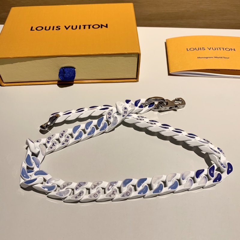 Louis Vuitton Monogram Clouds Chain Necklace - White/Blue