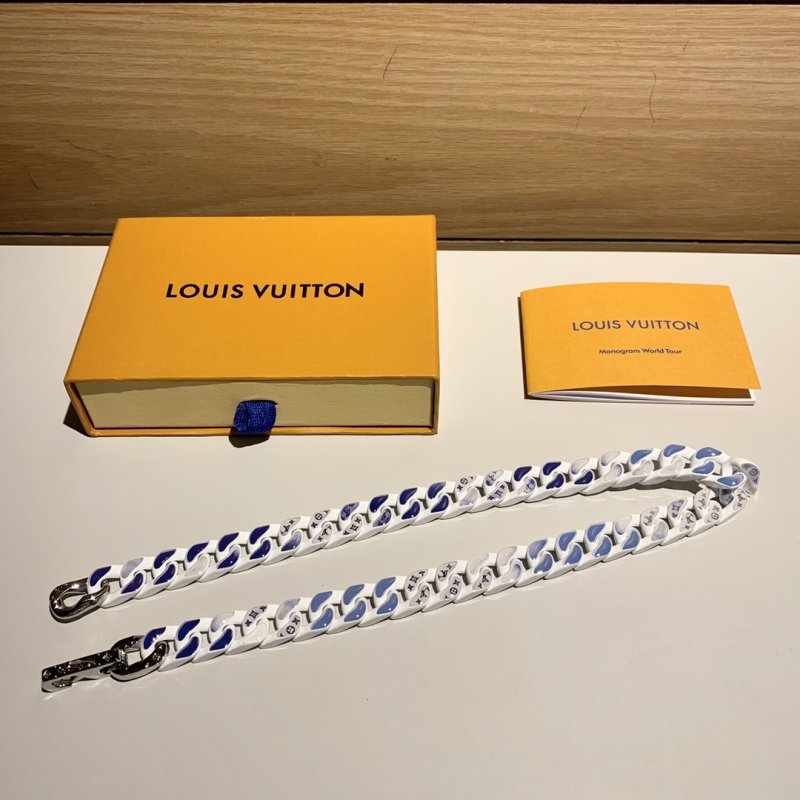 Louis Vuitton Monogram Clouds Chain Necklace - White/Blue view