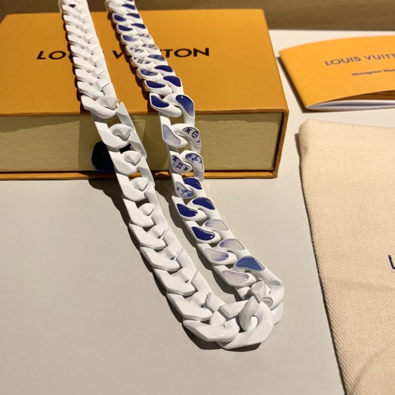 Louis Vuitton Monogram Clouds Chain Necklace - White/Blue view