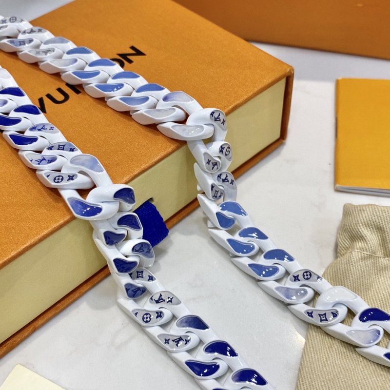 Louis Vuitton Monogram Clouds Chain Necklace - White/Blue view