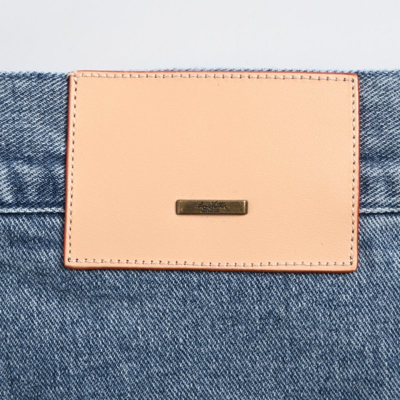 Blue Denim Shorts with Monogram Print view