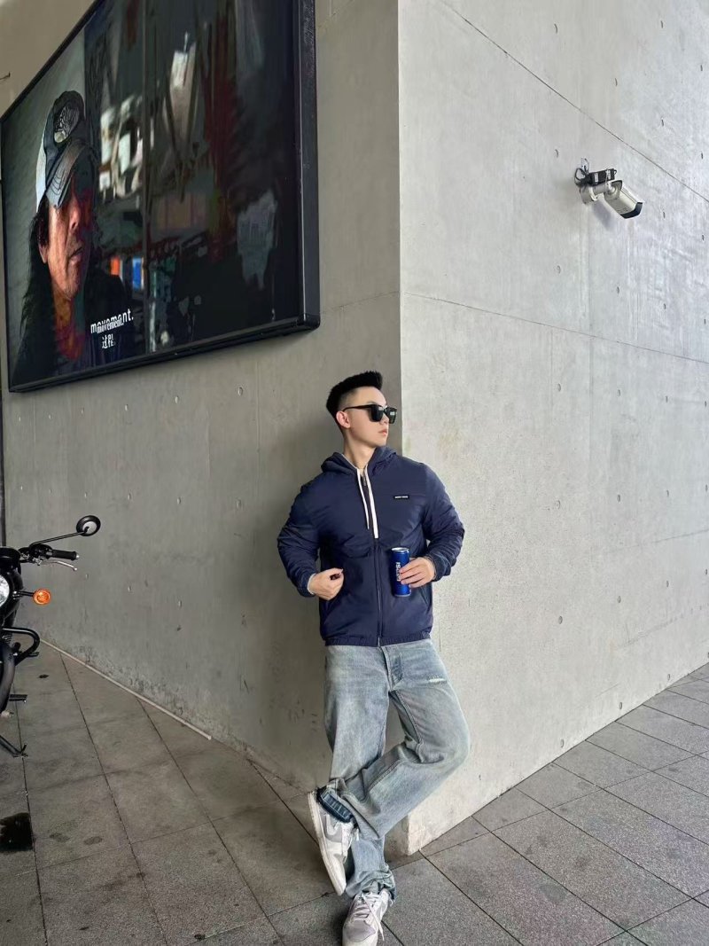 Essentials Navy Hooded Windbreaker Jacket view