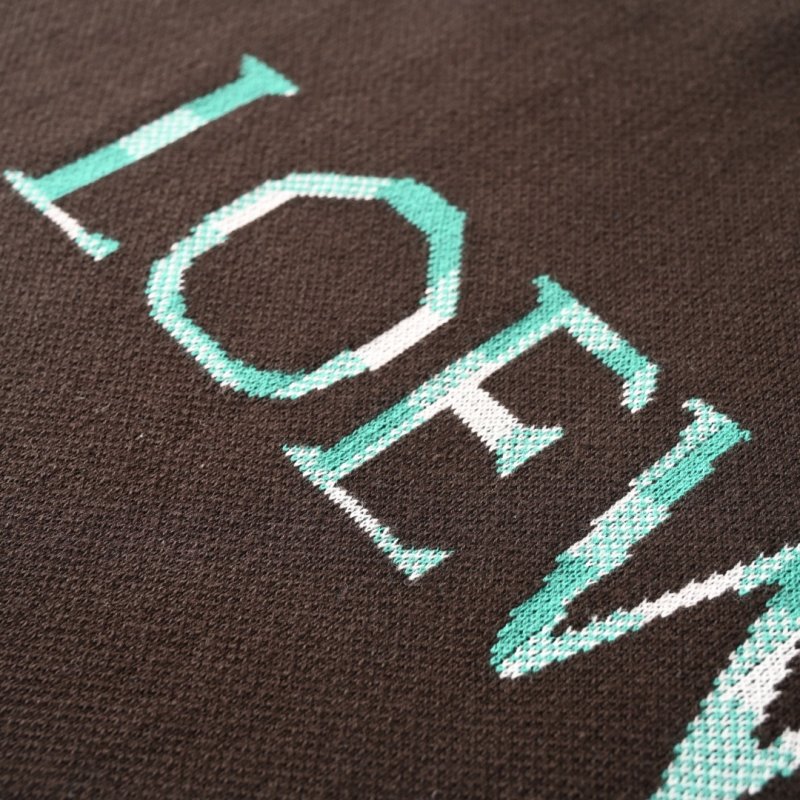Loewe Brown Logo T-Shirt with Green Checkered Sleeves view