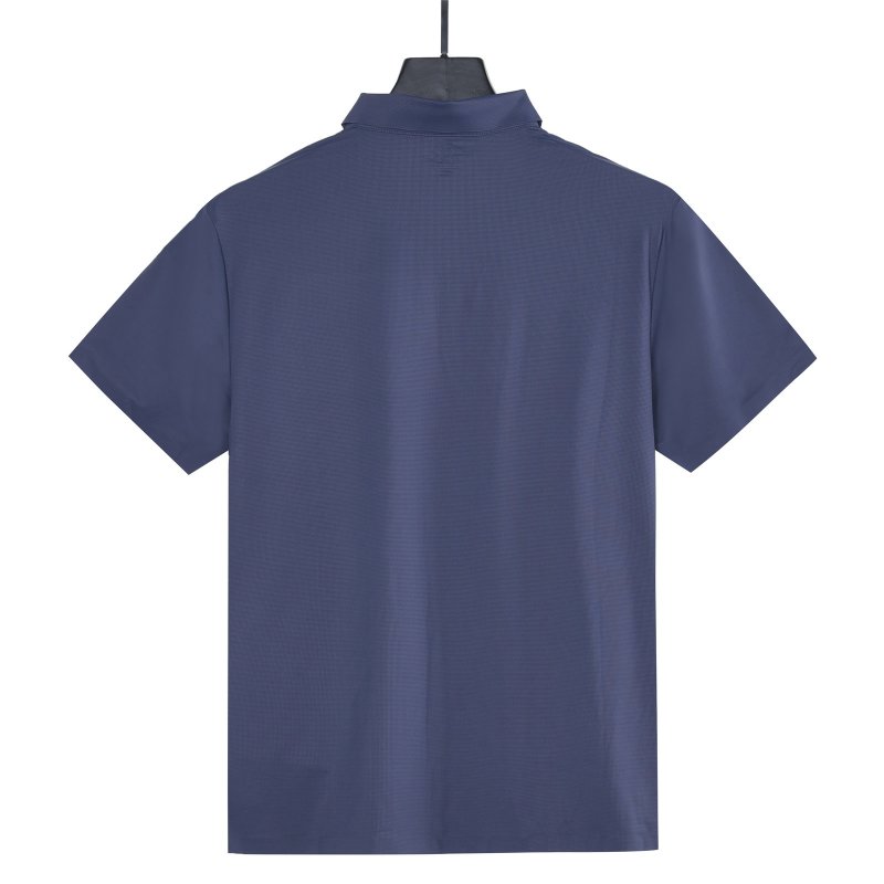 Navy Waffle Weave Ice Silk Cotton Polo Shirt view