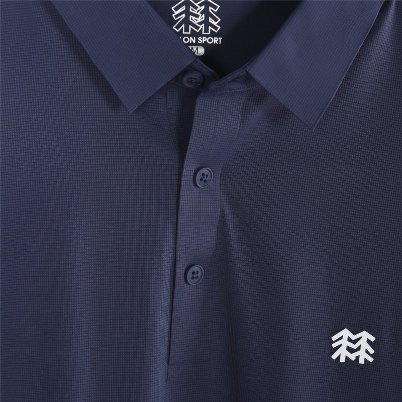 Navy Waffle Weave Ice Silk Cotton Polo Shirt view