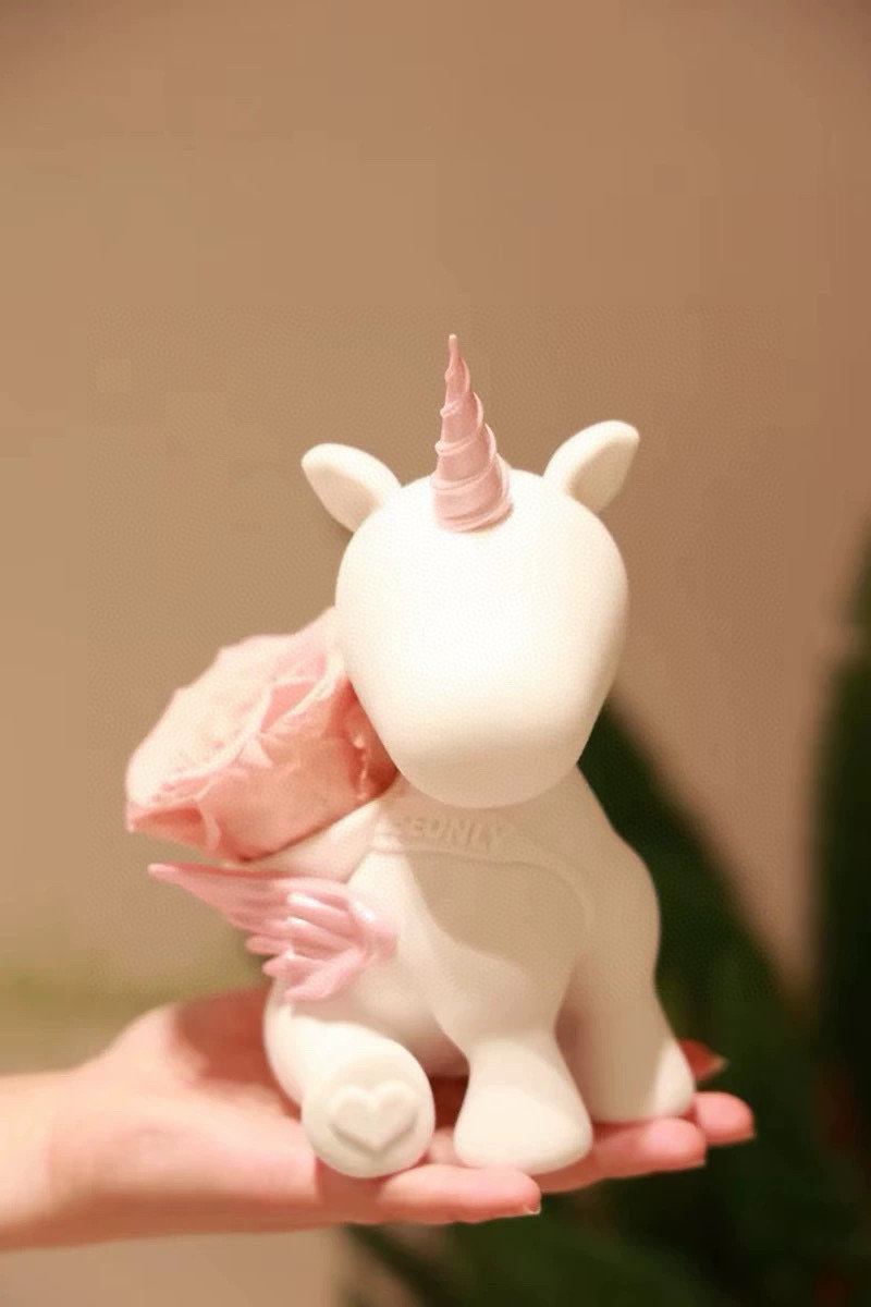 Sweetheart Unicorn Eternal Flower Figurine - White & Pink view