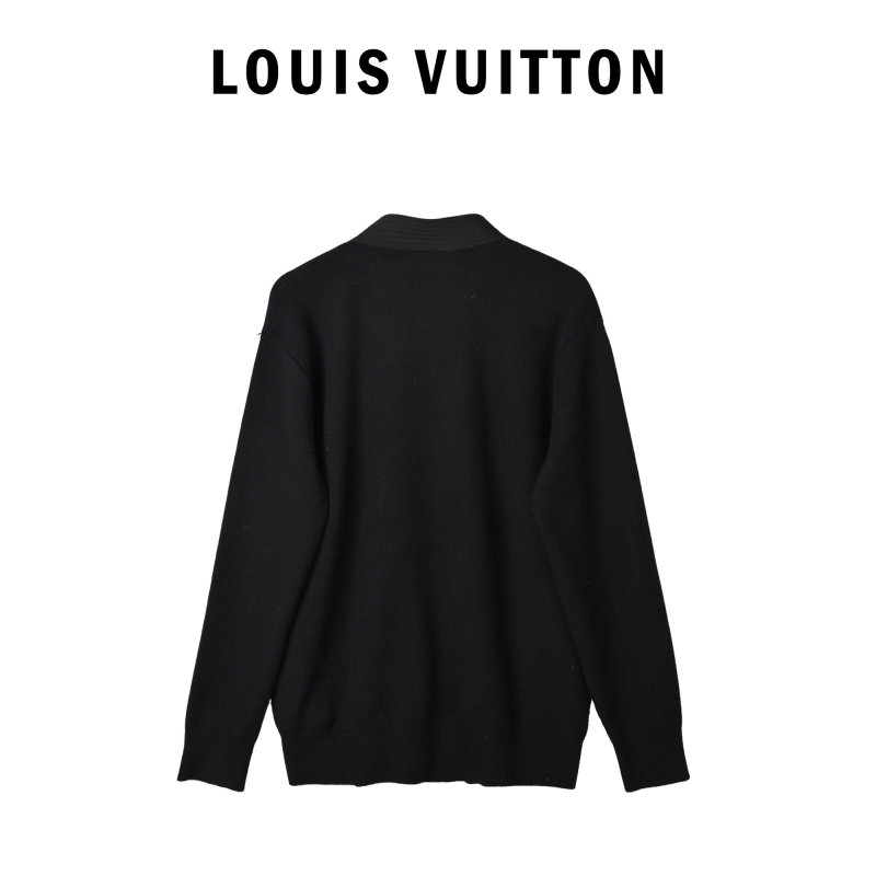 Louis Vuitton Black Wool Knit Sweater with Monogram Trim view