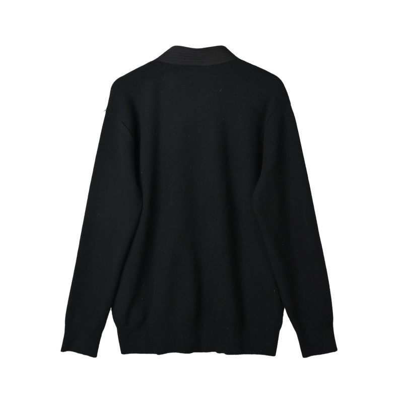 Louis Vuitton Black Wool Knit Sweater with Monogram Trim view