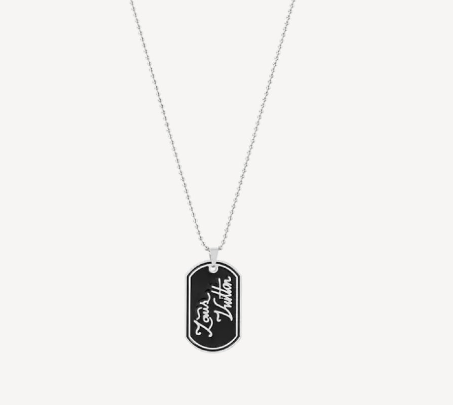 Louis Vuitton Virgil Abloh Signature Dog Tag Necklace Silver