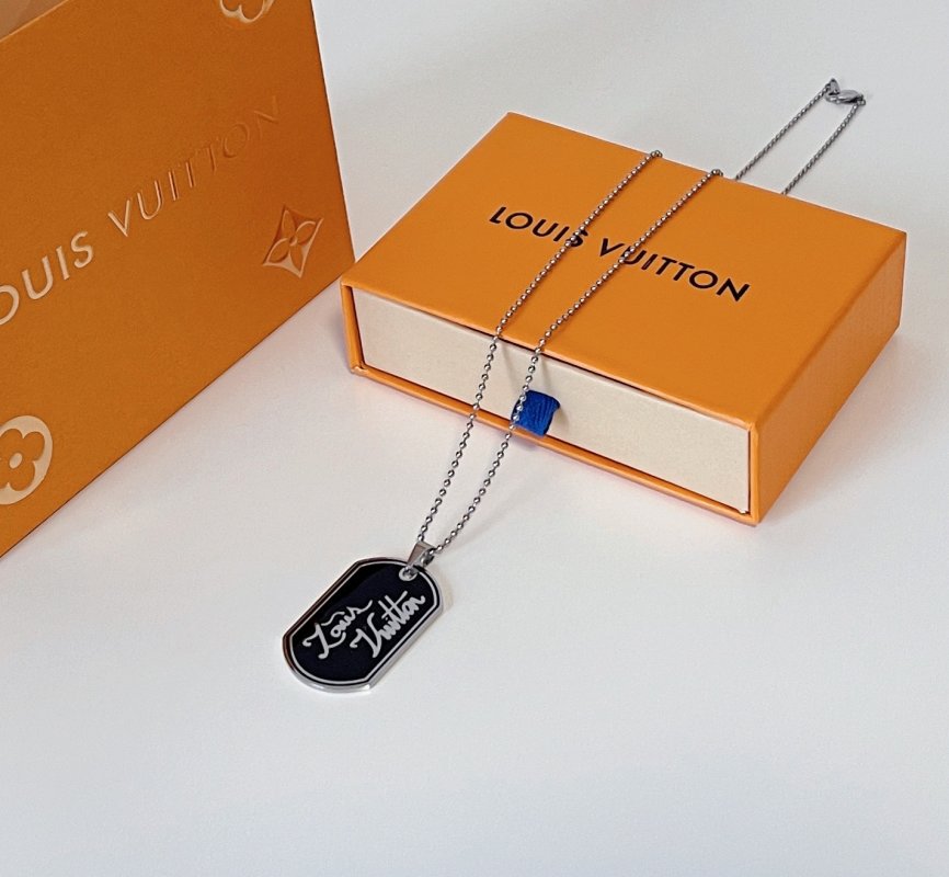 Louis Vuitton Virgil Abloh Signature Dog Tag Necklace Silver view