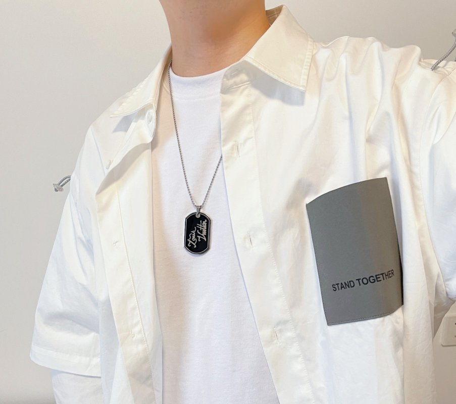 Louis Vuitton Virgil Abloh Signature Dog Tag Necklace Silver view