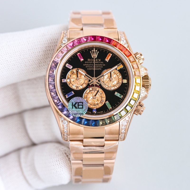 Rolex Daytona Rainbow Chronograph Gold Black Dial