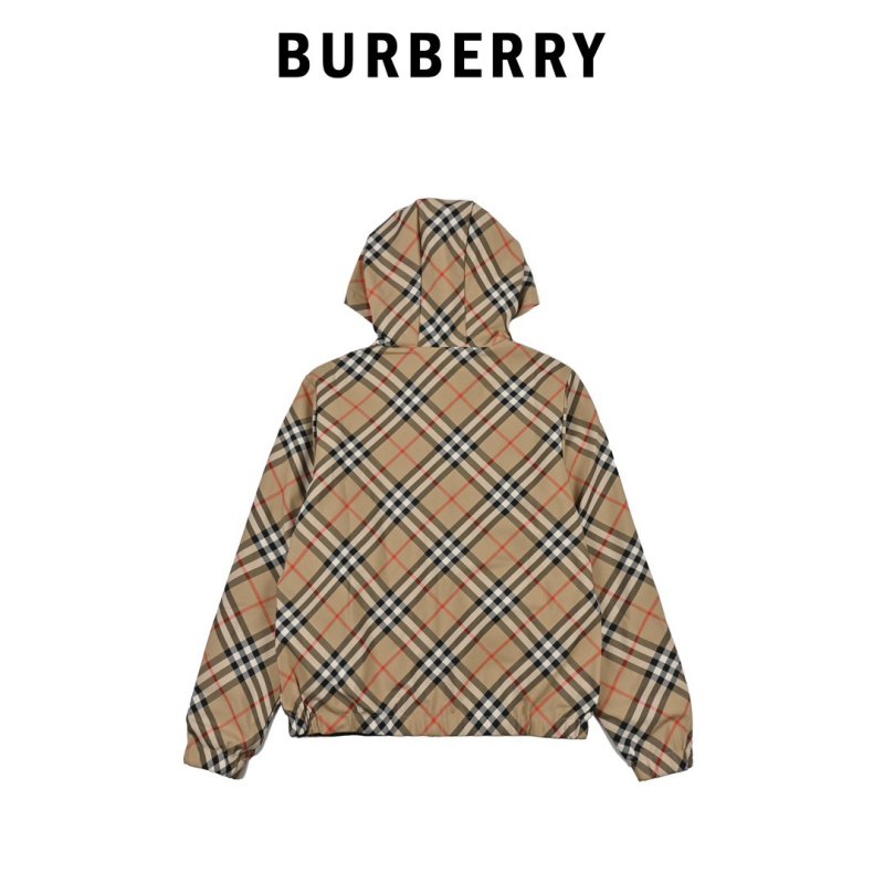 Burberry Check Hooded Windbreaker Jacket Beige view