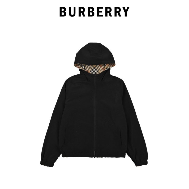 Burberry Check Hooded Windbreaker Jacket Beige view