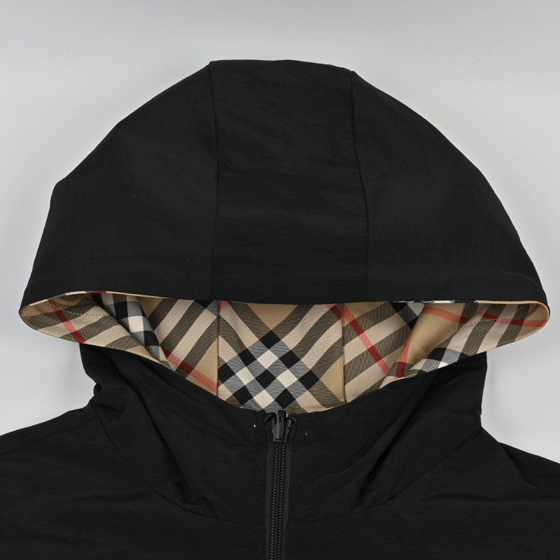 Burberry Check Hooded Windbreaker Jacket Beige view