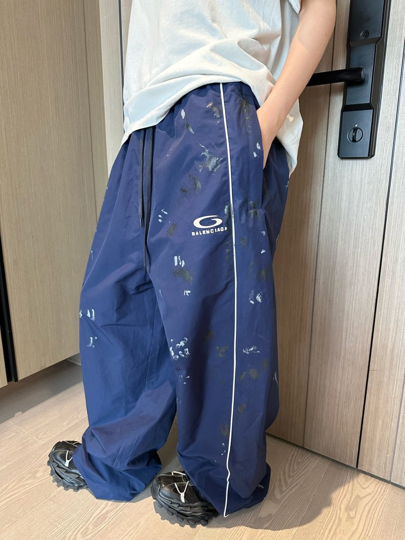 Balenciaga Navy Distressed Track Pants