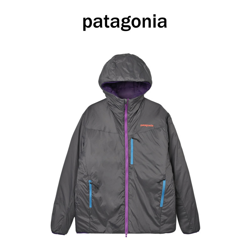 Black Puffer Jacket with Purple Lining view