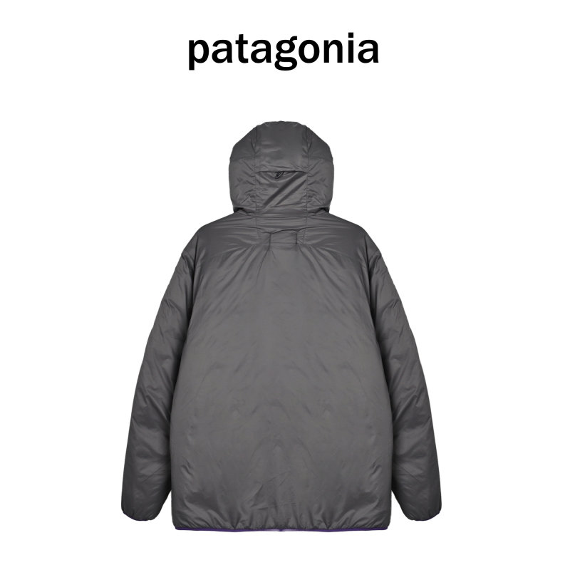 Black Puffer Jacket with Purple Lining view