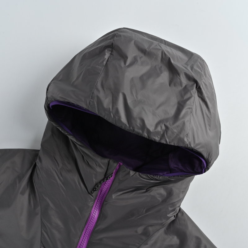Black Puffer Jacket with Purple Lining view