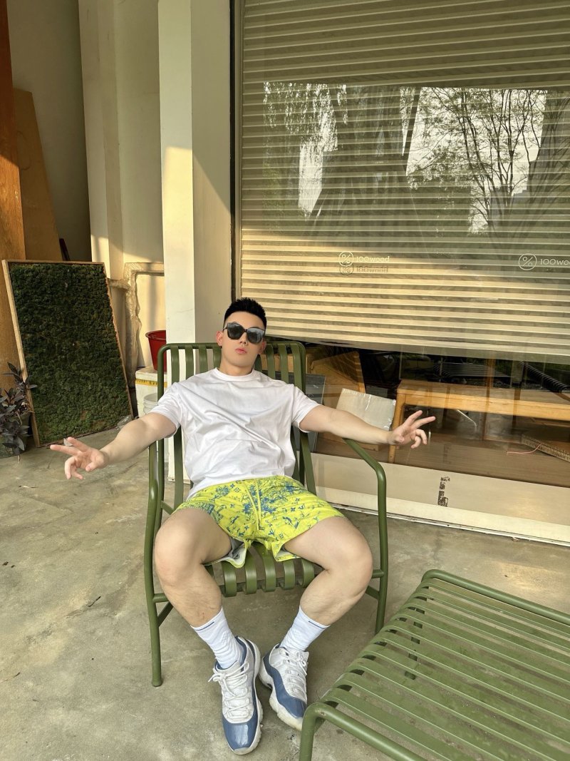 Neon Yellow Tropical Print Swim Shorts view