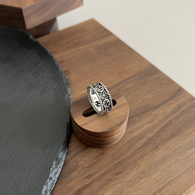 Gucci Double G Flower Openwork Silver Ring view