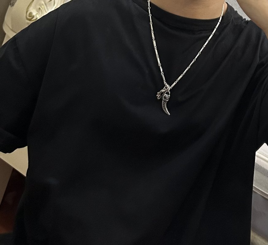 Dior Silver Vintage Crescent Pendant Necklace view